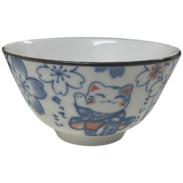 BOL EN CERAMIQUE CHAT BLEU PORTE BONHEUR 11,5CM