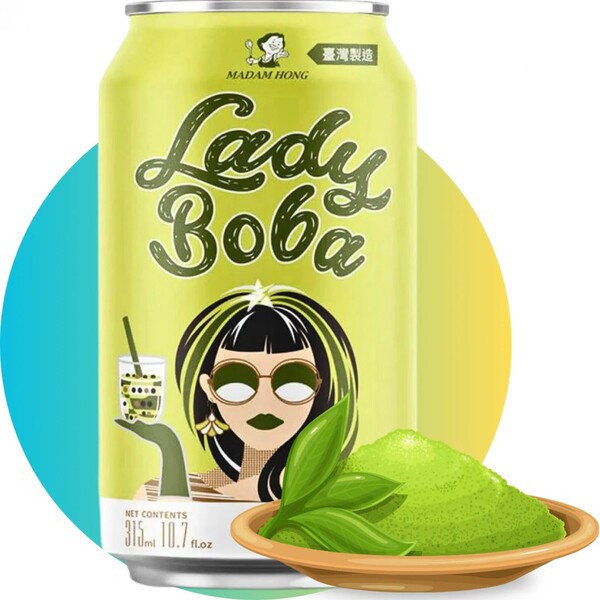 CANETTE DE BUBBLE TEA AU TH&Eacute; VERT 315ML LADY BOBA