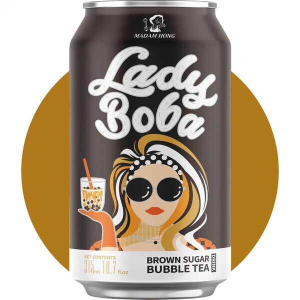 CANETTE DE BUBBLE TEA SUCRE BRUN 315ML LADY BOBA 