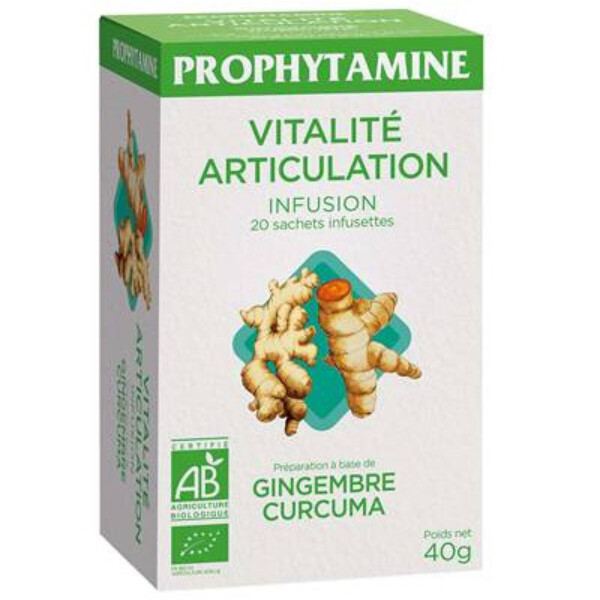 TISANE BIO GINGEMBRE CURCUMA VITALIT&Eacute; ARTICULATION 20 SACHET 