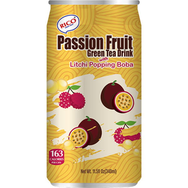 BUBBLE TH&Eacute; VERT BOBA LITCHI ET PASSION 340ML RICO