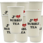 10X GOBELETS EN CARTON IMPRIMÉ J'AIME BUBBLE TEA Ø90 16OZ 