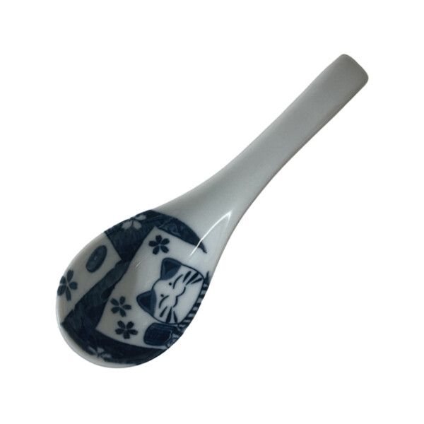 CUILL&Egrave;RE EN CERAMIQUE 14,5CM CHAT BLEU