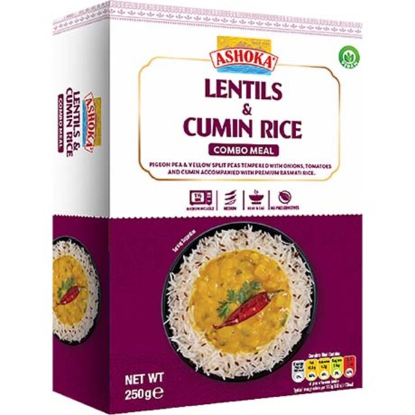 REPAS RIZ INSTANTAN&Eacute; LENTILLES & CUMIN 250G ASHOKA