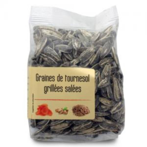 GRAINES DE TOURNESOL GRILL&Eacute;ES SAL&Eacute;ES PAQUET 100G