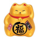 TIRELIRE CHAT PORTE BONHEUR OR 9CM
