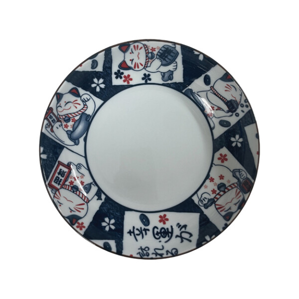 ASSIETTE EN CERAMIQUE  CHAT BLEU 17,2CM