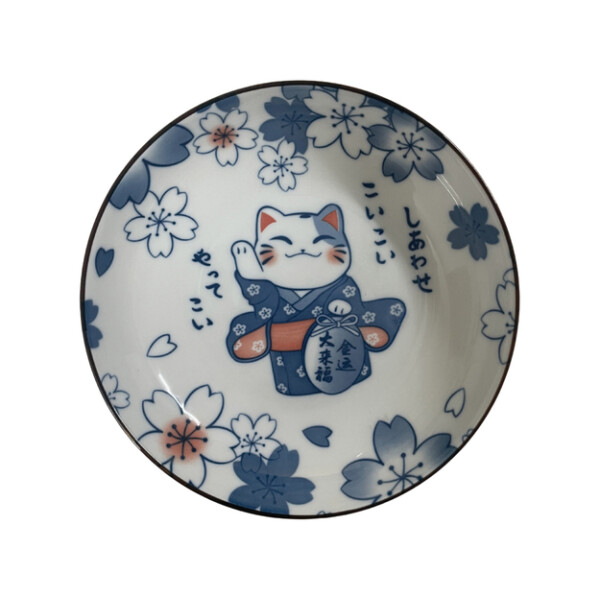 ASSIETTE EN CERAMIQUE CHAT PORTE BONHEUR 17,2CM