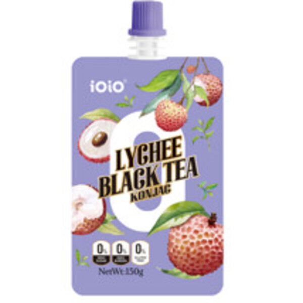 GEL&Eacute; AUX LITCHI TH&Eacute; NOIR AU KONJAC SANS SUCRE 1KCAL 150GR
