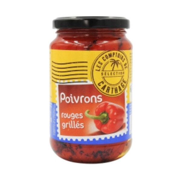 POIVRONS ROUGES GRILL&Eacute;S 220GR LES COMPTOIRE DE CARTHAGE