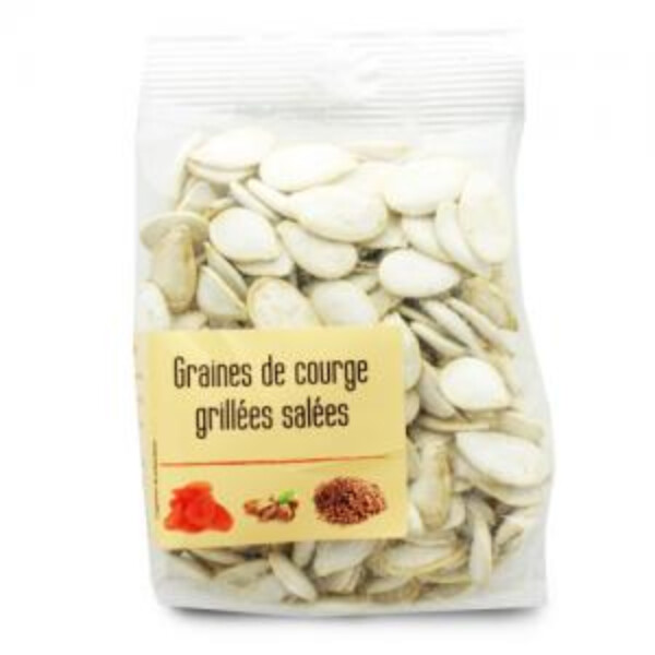 GRAINES DE COURGE GRILL&Eacute;ES SAL&Eacute;ES PAQUET 120G