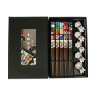 5 PAIRES DE BAGUETTES LUCKY CAT AVEC REPOSOIR