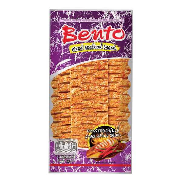 SNACK DE CALMAR GRILL&Eacute; SAUCE PIMENT (VIOLET) 20G BENTO