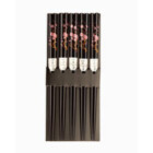 BAGUETTES JAPONAISES NOIRES ET SAKURA 5 PAIRES