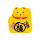 TIRELIRE CHAT PORTE BONHEUR PLUS D'ARGENT JAUNE 9CM