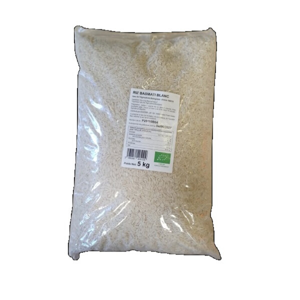 RIZ BASMATI BLANC BIO SAC 5 KG