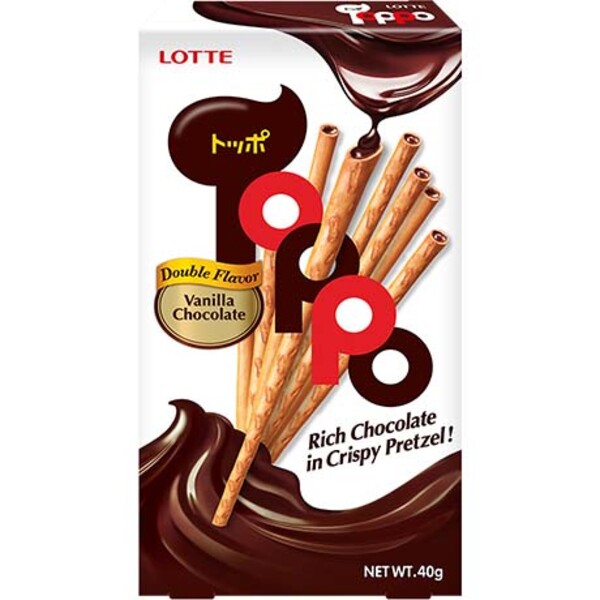 BRETZEL STICKS VANILLE CHOCOLAT 40G LOTTE TOPPO 