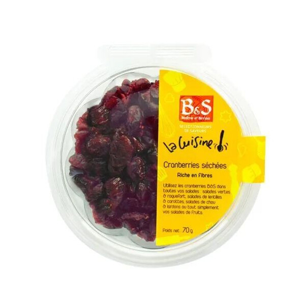 CRANBERRIES S&Eacute;CH&Eacute;ES BARQUETTE 70G