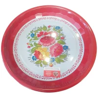 plateau rond thai metal 35.5cm motif roses