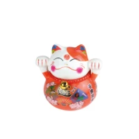 tirelire chat plutus ceramique cat c peint a la main 10 cm - orange
