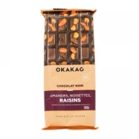 chocolat noir amandes,noisttes,raisins 180g