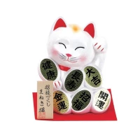 tirelire chat de la chance fortune 17.5cm - blanc