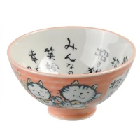 bol de riz japonais chat rose 11.5x6.2cm kawaii