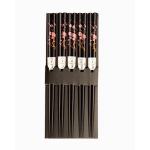 5 paires baguettes japonaises noires